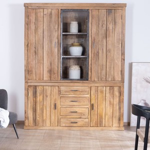 Vandana Crystal Layer 180cm mango wood <b>sideboard</b> with central glass door Presolino - Product Image 1