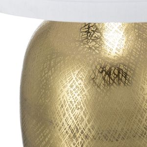 D18x31 <b>Round</b> Aluminum Gold <b>Table</b> Lamp with <b>White</b> Fabric Shade Assembly Required - Product Image 6