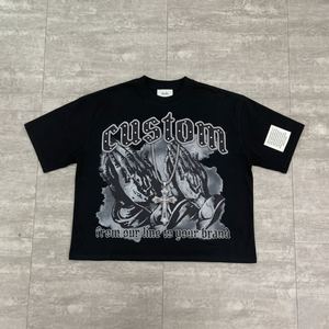 T-shirt Homme 100% Coton 250g Coupe Ample Manches Courtes Logo Personnalisé Coton Lourd Délavé Style Vintage Coupe Boxy Décontracté Streetwear Vêtement Homme - Product Image 3