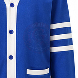 Cardigan bleu pour femme avec logo ZPB, broderie de lettres grecques blanches ZΦ, manches longues, col en V, pull décontracté pour femme, sororité, fraternité - Product Image 5