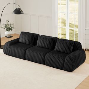 Divano Componibile Moderno 114 in Tessuto Flanellato, Oversize a 3 Posti con Seduta Profonda e Design Senza Struttura per Soggiorno - Product Image 1
