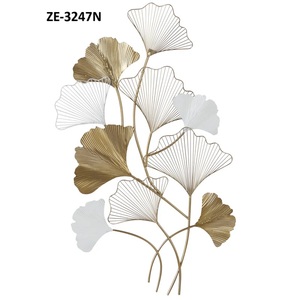 Grande Décoration Murale en Métal Feuille de Ginkgo de 40 Pouces Or Blanc Sculpture Botanique 3D Élégante Décoration Florale pour Salon Chambre - Product Image 3