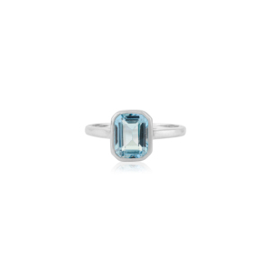 Anillo de Plata de Ley Hecho a Mano con Topacio Azul Genuino, Corte Esmeralda, Hermoso Solitario para Mujer, Joyería Fina - Product Image 3