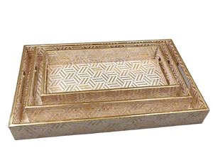 Bandeja de servicio con estampado de esmalte dorado, bandeja de comida de cocina, bandeja de platos de servicio asequible, ideal para cenas, fiestas, bares de té, mesas - Product Image 1