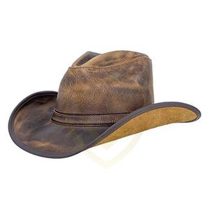 Chapeau de cowboy en cuir classique, style tendance, fait main, avec couleurs et logo personnalisables, chapeau de cowboy F - Product Image 1