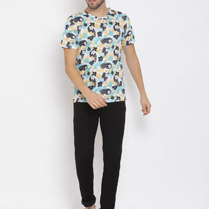 <b>Men's</b> O-Neck Short Sleeve Printed <b>Paisley</b> Pattern Knitted Casual T-<b>Shirt</b> Regular Fit X Customized Logo - Product Image 1