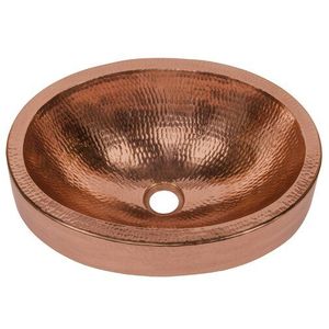 Lavabo de Cobre Redondo Martillado para Encimera, Lavabo Metálico Contemporáneo, Diseño Duradero - Product Image 3