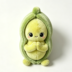 Peluche de vaina de guisante verde con cara sonriente, suave y adorable, juguete de peluche de vegetal kawaii para niños pequeños, lindo y feliz peluche de guisante. - Product Image 5