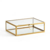 Boîte de rangement en verre, mallette de rangement à compartiments multiples, en métal doré, avec poignée dans le couvercle, pour j850aire et petits articles