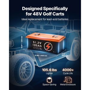Batteria al Litio 48V 150Ah Nominale per Golf Cart, 48 Volt 200A BMS, Monitor Touch, App Mobile, Batteria LiFePO4 105Ah, Caratteristiche Golf Cart - Product Image 4