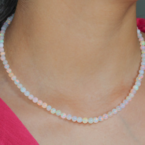 Top Selling Natural Opal Stone Bead <b>Choker</b> 925 <b>Silver</b> Necklace New Design for Spring Summer for Weddings - Product Image 5