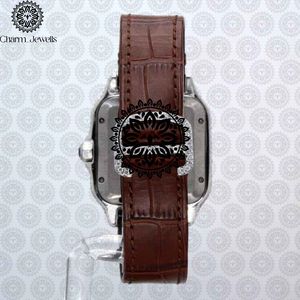 Reloj Cuadrado de Acero Inoxidable de Lujo Charm_Jewells, 38 mm, Analógico de Cuarzo, Correa de Cuero, Esfera Luminosa de Zafiro, Unisex, a la Moda - Product Image 2