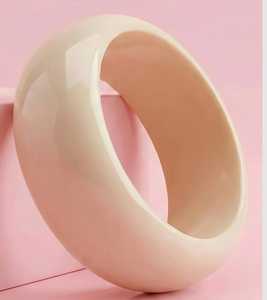 Women's MN Exports Acrylic Resin <b>Bangle</b> <b>Bracelet</b> Round Cut Light Cream Color Fashion Jewelry - Product Image 4