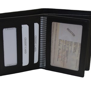 <b>Men's</b> Genuine Leather Bifold <b>Wallet</b> Slim Fold Closure <b>Black</b> Minimalist Design Daily Use RFID Feature Cute Card Holder Coin - Product Image 2