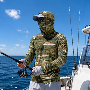 Wholesale 180gsm fishing <b>face</b> hoodie performance fishing <b>face</b> cover <b>masked</b> fishing shirt for fishing apparel brands - Product Image 3