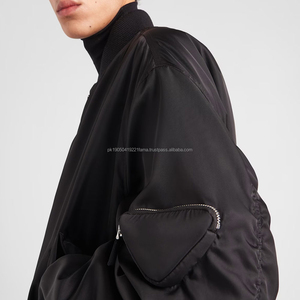 Blouson bombardier d'hiver en nylon 100% élégant pour hommes confortable style de rue col montant réglable meilleur prix veste à logo avant - Product Image 3