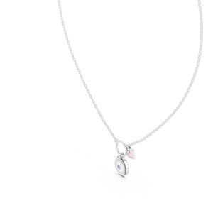 ROSE HEART&EVILEYE CHARMS <b>PENDANT</b> SET IN 18KT <b>SOLID</b> WHITE <b>GOLD</b> FOR ENGAGEMENT PARTY VALENTINE GIFT GLAM EVENTS DAILY WEAR - Product Image 4