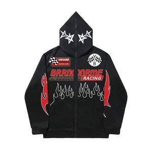 เสื้อฮู้ดดี้สตรีทแวร์โอเวอร์ไซส์พิมพ์ลายซับลิเมชั่นสไตล์ Y2K สำหรับฤดูร้อน ผลิตตามแบบ OEM สำหรับผู้ชายและผู้หญิง ผ้าฝ้าย พิมพ์ลายกราฟิก - Product Image 1