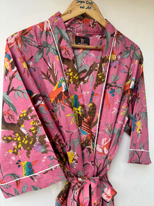 Bata Kimono con Estampado de Dibujos Animados para Mujer, de Algodón Suave, Camisón de Verano Hecho a Mano, ODM, Cuello en V, Cintura Elástica, Largo hasta la Rodilla - Product Image 4