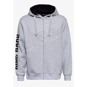 Sudadera con capucha de algodón tejido para hombre, informal, de invierno, con cordón, bordada, con cremallera, logotipo personalizado, transpirable, de secado rápido, holgada - Product Image 1