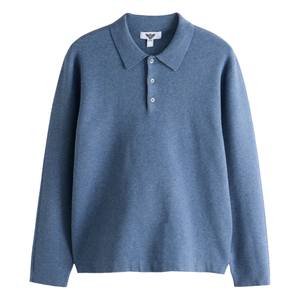 Light <b>Blue</b> Premium Ultrasoft Smart Knitted <b>Polo</b> <b>Shirt</b> with Wool for Men Long Sleeve Casual Knitwear Pullover Winter Fashion Tops - Product Image 4