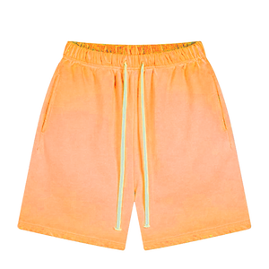 100% coton français éponge polaire pierre lavé sweat shorts bords bruts lavés à l'acide pulvérisation ciré conception personnalisée avec motif solide - Product Image 1
