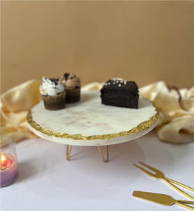 White Stone Marble Cake Stand With Brass <b>Wire</b> Base Round <b>Flower</b> Design Customized Sizes And Sale - Product Image 3