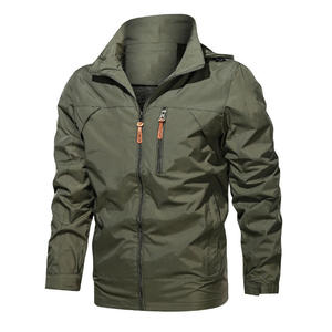 Chaqueta Cortavientos de Nylon 100% con Cremallera Frontal y Capucha para Hombre, Tallas Grandes, Ideal para Primavera - Product Image 1