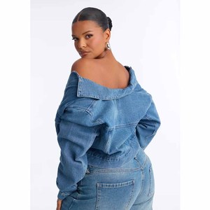 Chaqueta vaquera de mezclilla para mujer, estilo camionero, con cuello vuelto, de un solo botón, sólida, la más vendida para otoño - Product Image 2