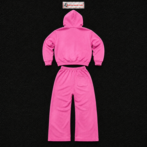 Pink Graphic Tracksuit Mens Premium Streetwear Full Zip Hoodie And Relaxed <b>Jogger</b> Pants <b>Matching</b> <b>Set</b> Urban Fashion Two Piece - Product Image 6