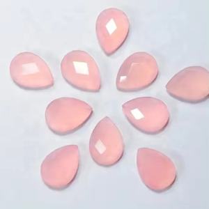 6mm 9mm naturel rose calcédoine Rose coupe poire Cabochon lisse Semi précieux pierres précieuses anneaux fabrication de bijoux au prix le plus bas 100% - Product Image 1