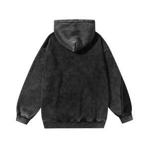 Sudadera con Capucha Personalizada de Felpa Francesa 100% Algodón, Estilo Patchwork, Hombros Caídos, Lavado Ácido, Bordado Desgastado - Product Image 2