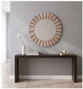 Modern Round Designer Mirror With Gold <b>Frame</b> Perfect For Statement Wall Decor And Home Enhancement Handcrafted From India - Product Image 6