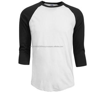 เสื้อยืดเบสบอลสำหรับผู้ชายเสื้อยืดสีดำแบบกำหนดเอง34มือ Raglan - Product Image 2
