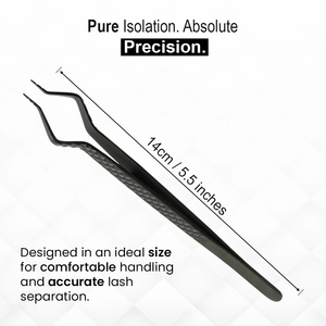 แหนบต่อขนตา ISO PRO Premium Diamond Matte Black สแตนเลสสตีล สำหรับแยกขนตาแบบมุมเฉียง โดย Bahasa Pro - Product Image 3