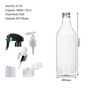 600ml 20oz Clear PET Plastic <b>Trigger</b> <b>Spray</b> <b>Bottle</b> for Dish Soap Detergent Cleanser Hair <b>Spray</b> - Product Image 2