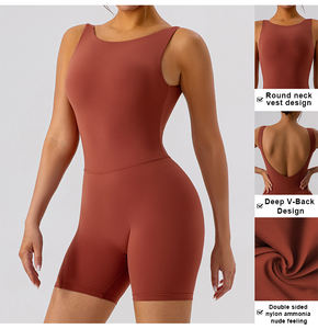 Conjunto deportivo transpirable para mujer: Body sin espalda para correr, mono sin mangas con espalda en V - Product Image 2