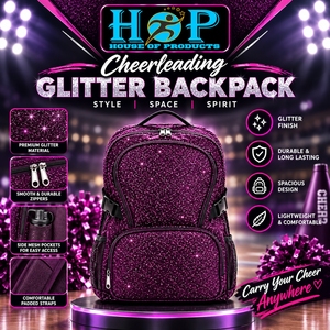 Mochila Brillante para Animadoras con Logotipo Bordado Personalizado con Pedrería, Nombres y Colores Personalizados para Bolsa Deportiva de Animadoras, Mochila Brillante - Product Image 4