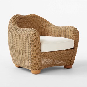 Canapé de jardin moderne en rotin PE une place avec coussin non imperméable, mobilier d'extérieur durable pour hôtels et appartements - Bana - Product Image 1