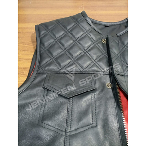 Chaleco de Cuero Genuino de Vaca con Corte de Diamante Personalizado para Hombre, Nuevo Chaleco de Motociclista sin Mangas, Moderno, Casual, para Invierno - Product Image 2