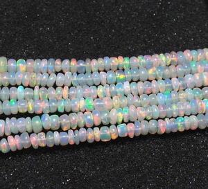 Perles d'opale blanche naturelle, perles rondes lisses, taille 3-5 mm, brin de 16 pouces de long, opale d'Éthiopie Welo pour la création de bijoux - Product Image 6