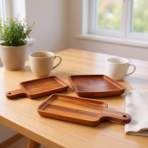 Luxury Wooden Printed Serving Tray with Handles for Tea <b>Coffee</b> Breakfast Kitchen Dining Elegant Decorative Tray - Product Image 3