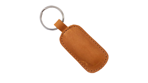 Porte-clés en cuir de forme oblongue, durable, couleur beige - Product Image 2