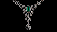 Parure de collier en argent avec pendentif en émeraude de laboratoire taille marquise et diamant pour mariée |   Bijoux de mariage de luxe |   Style ethnique plaqué or rose