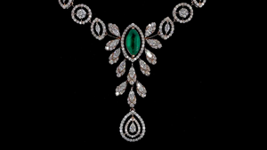 Bridal Emerald Diamond Drop <b>Silver</b> <b>Necklace</b> Set | Luxury Wedding Jewelry|<b>Rose</b> Gold Finish Bridal Wedding Jewelry - Product Image 4