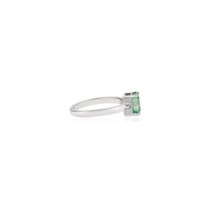 Classy Handmade Solid 925 Sterling <b>Silver</b> 100% Genuine Octagon Cut <b>Emerald</b> & Round Diamond Fine <b>Ring</b> For Women - Product Image 5