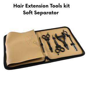 Black Hair Extension Tools Kit with Bead Closing Tool <b>Thinning</b> Scissor Extension Blending Razor <b>Wire</b> Loop Threader Duckbill clip - Product Image 5