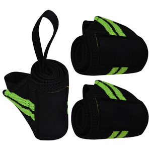 Black Green Striped Wrist Support Wraps Breathable Non Slip Pull On for <b>Weight</b> Lifting Strength <b>Training</b> Unisex - Product Image 6