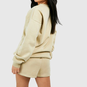 Conjunto de Sudadera y Pantalones Cortos de Forro Polar para Mujer, Manga Larga, Oversize, Color Liso, con Logotipo Personalizado, Ecológico, Transpirable y de Secado Rápido, Colección Invierno 2026 - Product Image 2