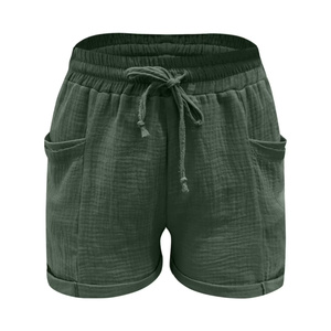 Shorts d'été pour femmes avec cordon de serrage à la taille, coupe droite, décontractés, pour la plage et les vacances, avec poches - Product Image 5